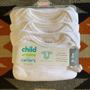 Three—pack 100% cotton long sleeve bodysuits 0-3 month